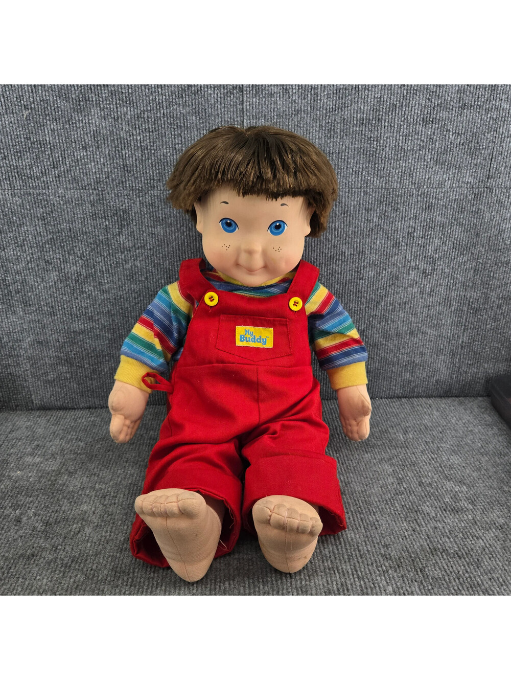 My Buddy Doll Plush Toy Red Overalls Rainbow Shirt